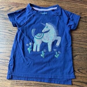 🍭6/$30 Cat & Jack Girl’s Navy Unicorn Sequin Short Sleeve T-Shirt - 3T